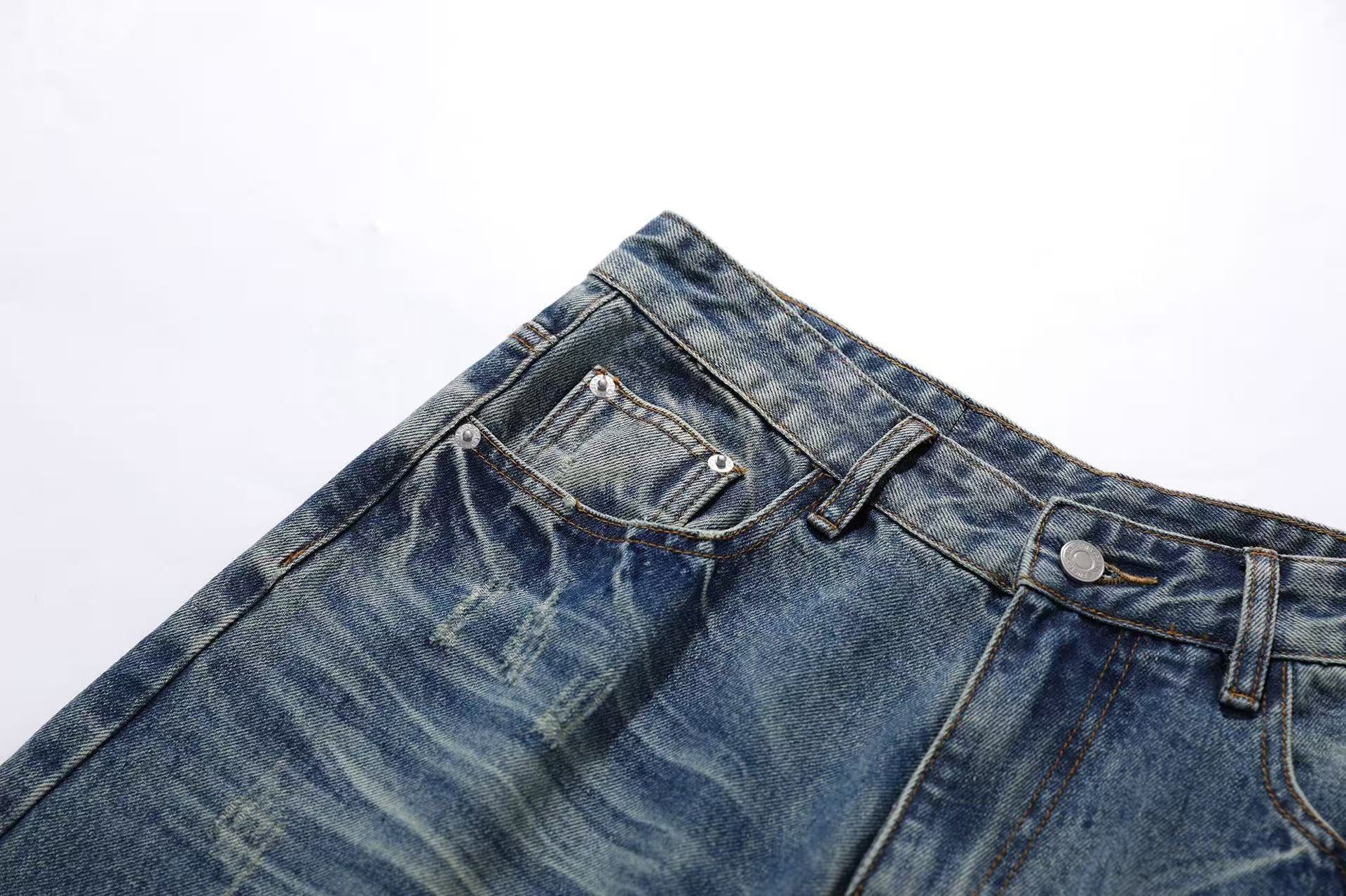Washed Straight-Leg Jeans