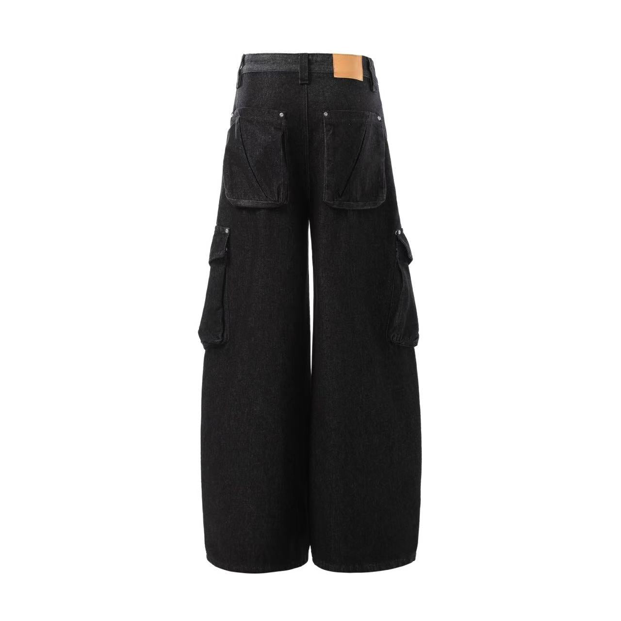 Multi-Pocket Wide-Leg Baggy Jeans