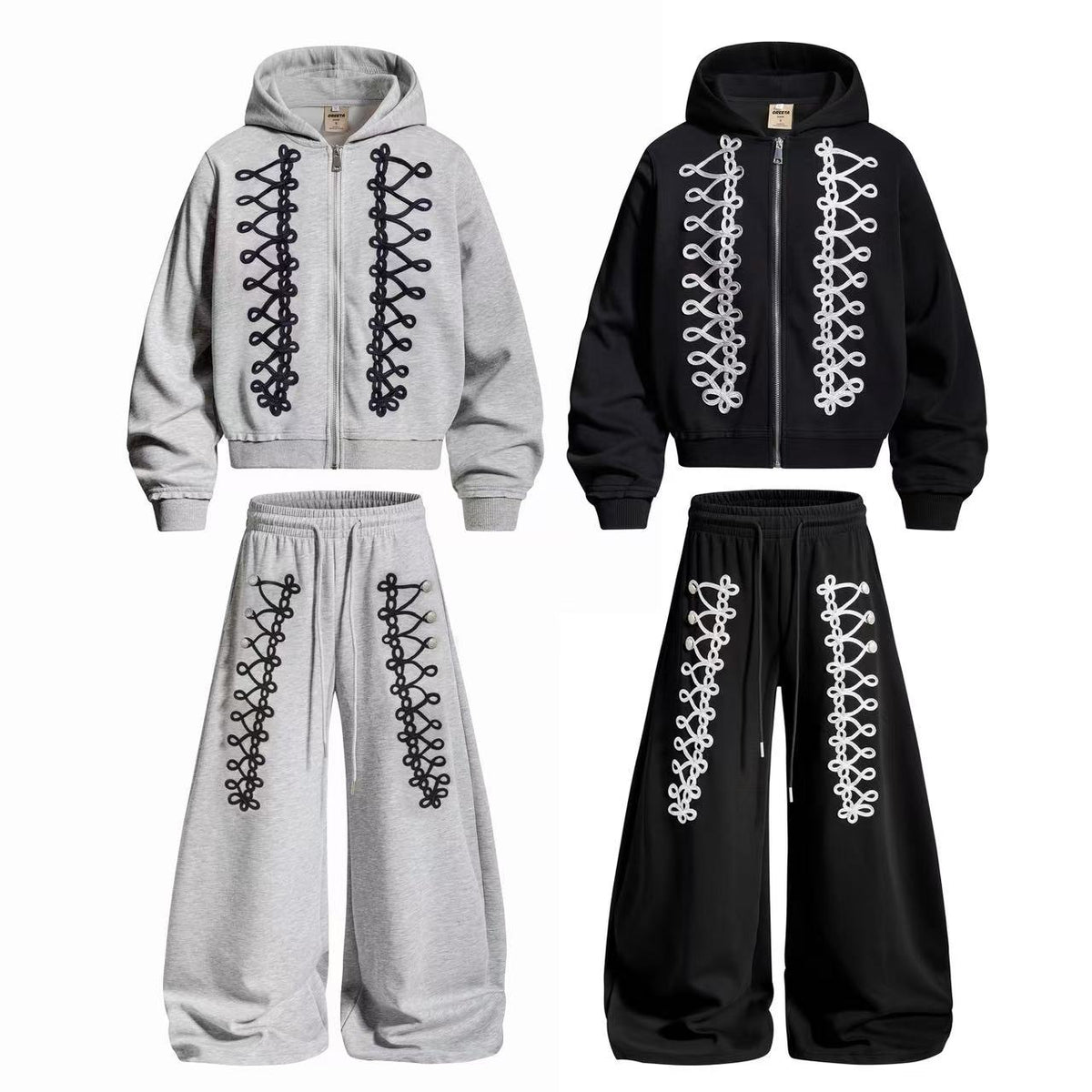 Vintage Front Lace Up Cutout Zip Up Hoodie