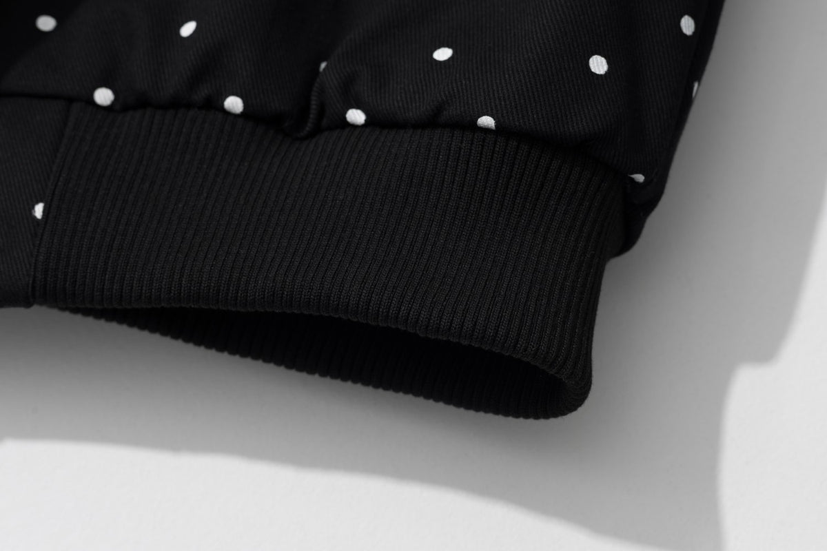 Polka Dot Graphic Faux Fur Hooded Jacket
