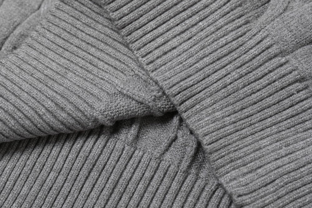 Cable Knit Fake Two-Piece Collared Sweater