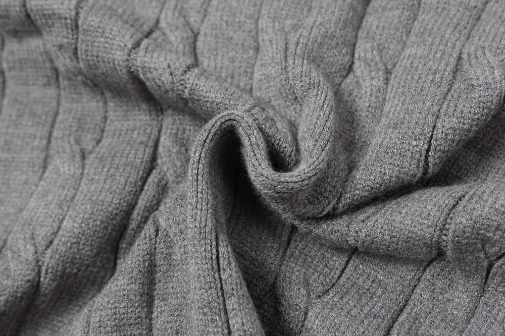 Cable Knit Fake Two-Piece Collared Sweater