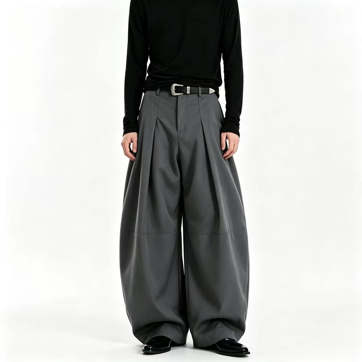 Unisex Pleated Balloon Wide-Leg Baggy Suit Pants