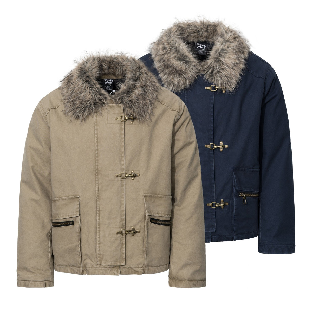 Faux Fur Collar Toggle Buckle Parka