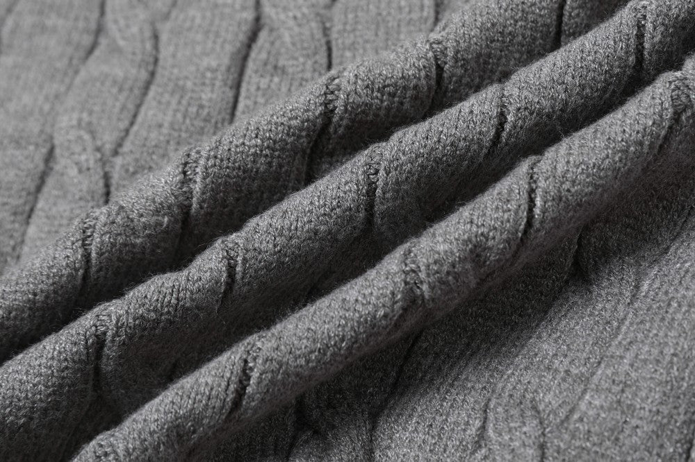 Cable Knit Fake Two-Piece Collared Sweater