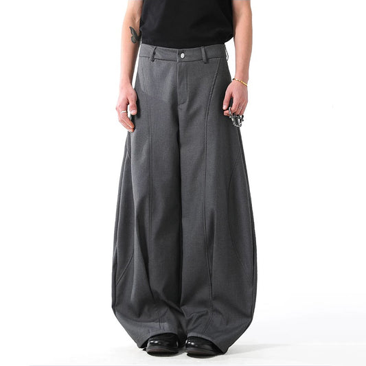 Deconstructed Wide-Leg Baggy Suit Pants