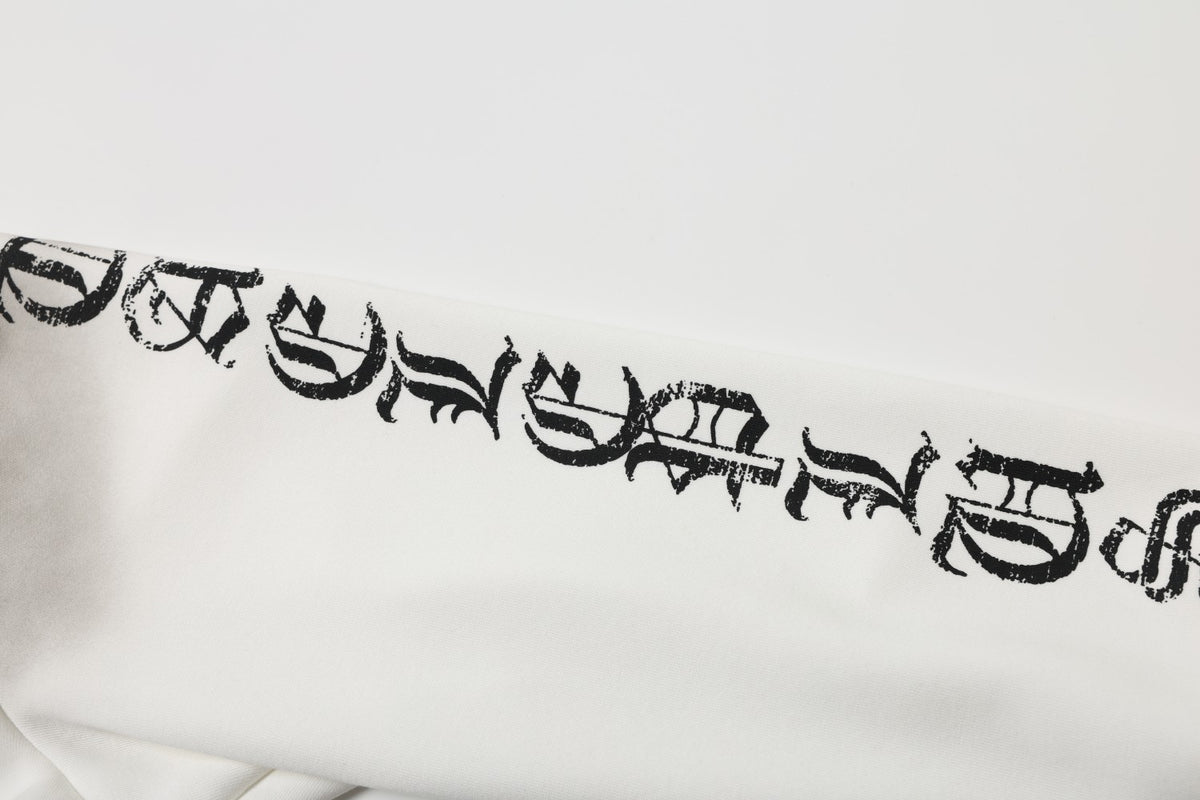 Distressed Wash Gothic Dragon & Church Script Zip Up Hoodie