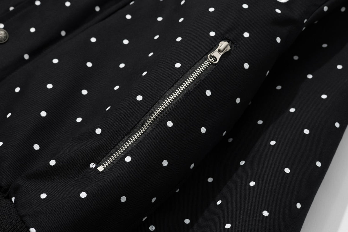Polka Dot Graphic Faux Fur Hooded Jacket