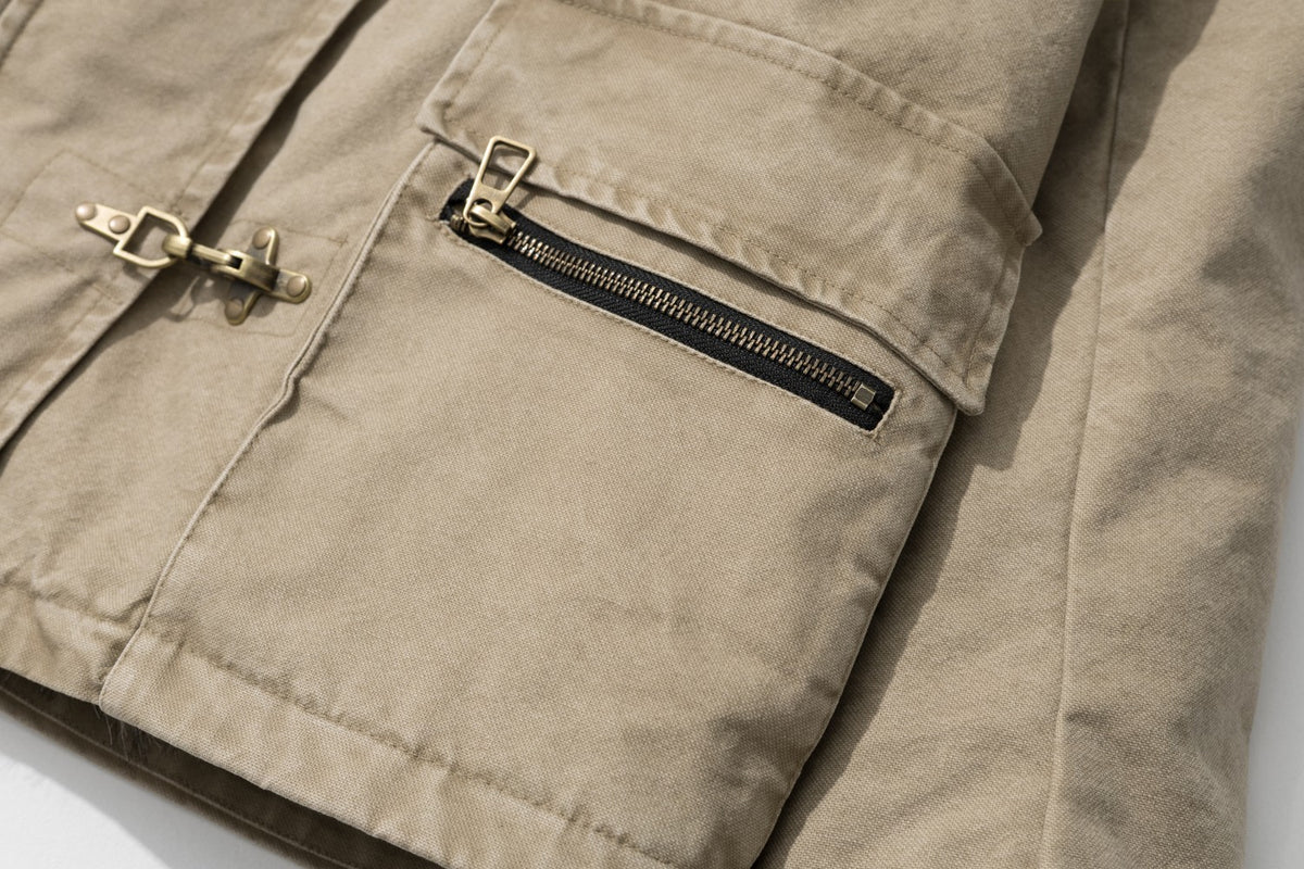 Faux Fur Collar Toggle Buckle Parka
