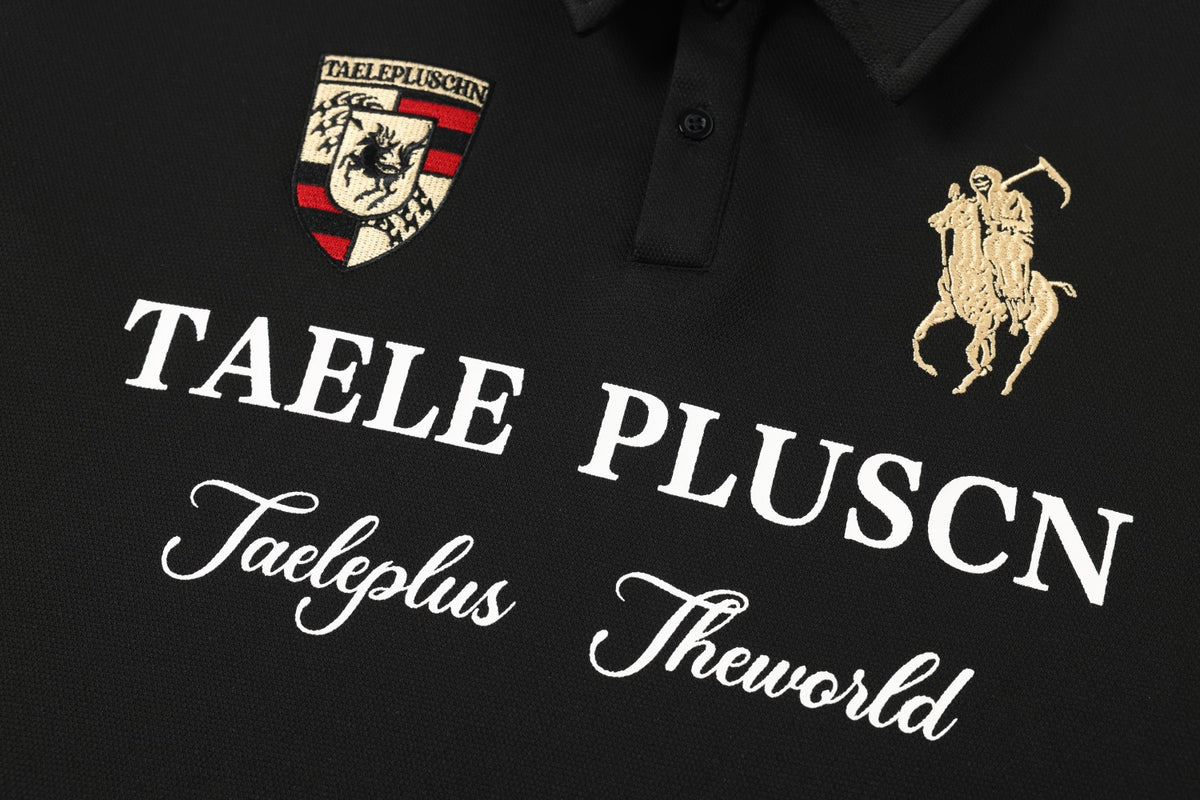 Embroidered Crest Logo Long Sleeve Polo Sweatshirt