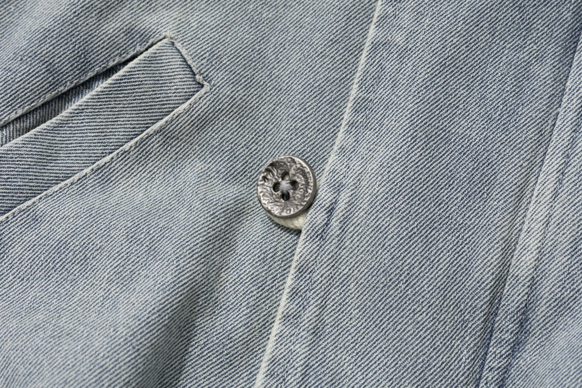 Washed Denim Faux Fur Lined Hooded Bomber Jacket