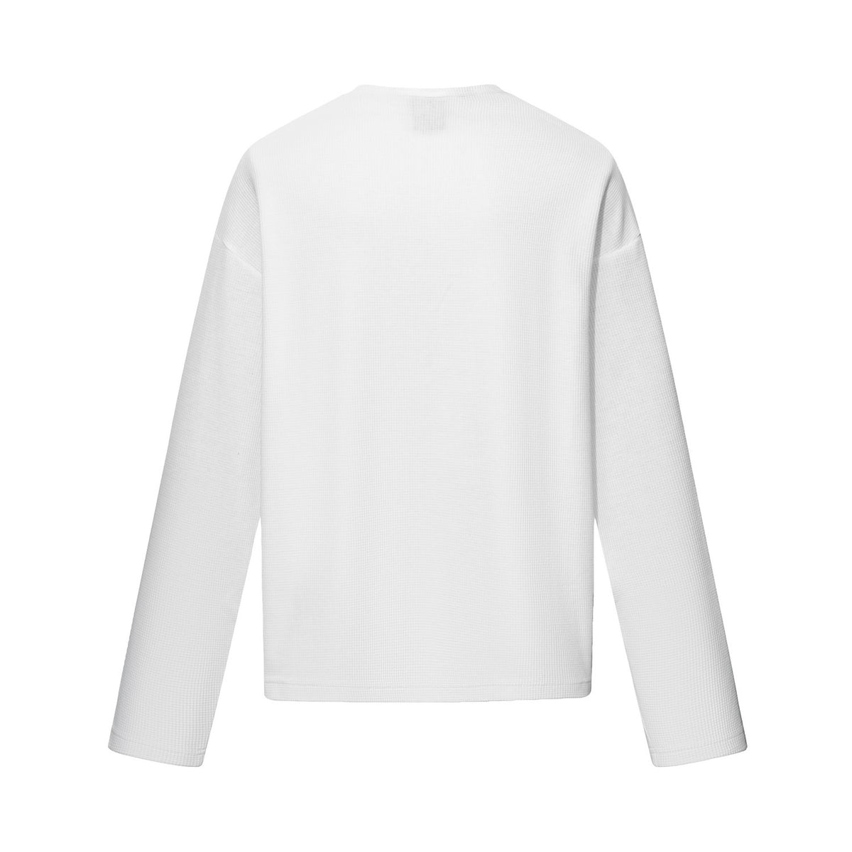 Gothic Cross Script Graphic Waffle Henley Long Sleeve