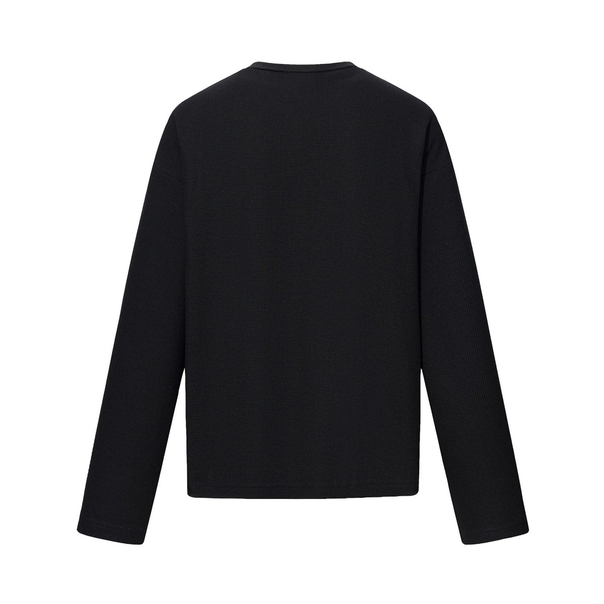 Gothic Cross Script Graphic Waffle Henley Long Sleeve