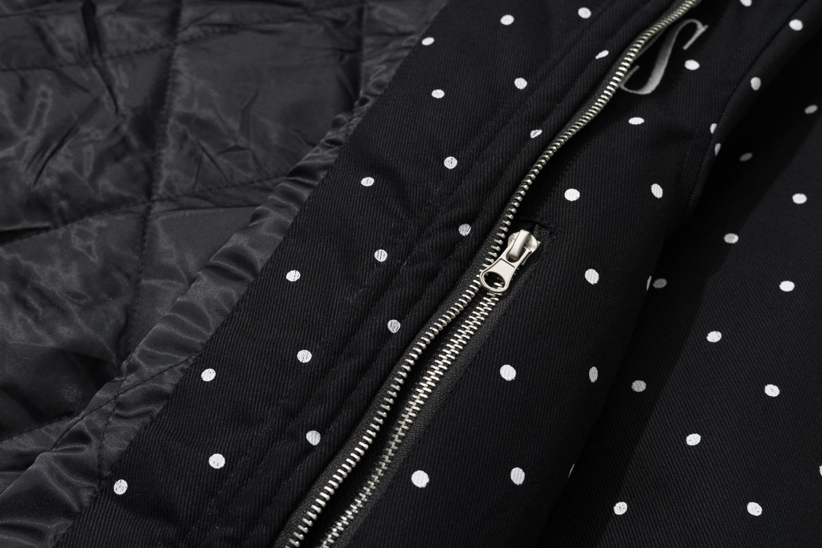 Polka Dot Graphic Faux Fur Hooded Jacket