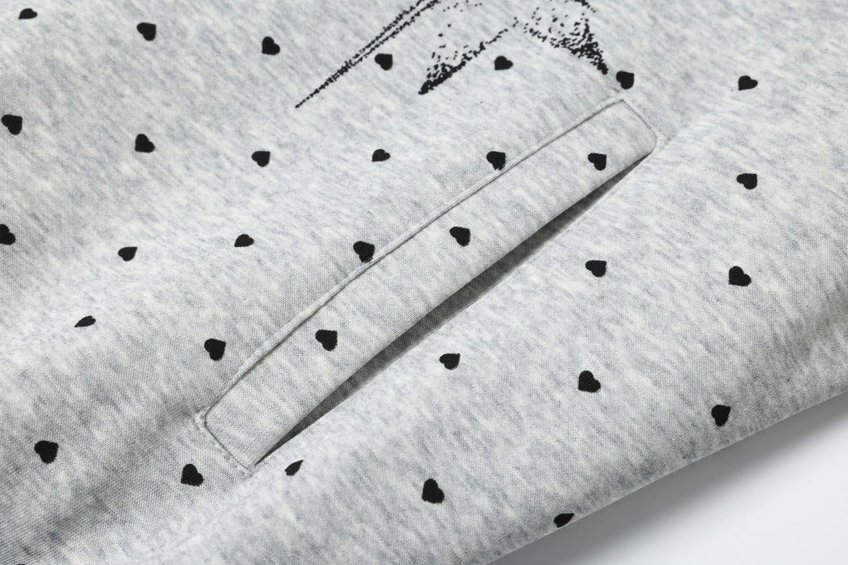 Heart & Musical Note Star Print Zip Up Hoodie