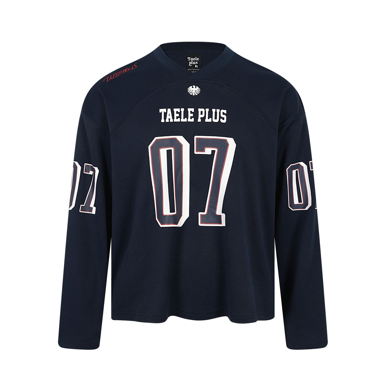 V-Neck 07 Number Graphic Sports Jersey Long Sleeve